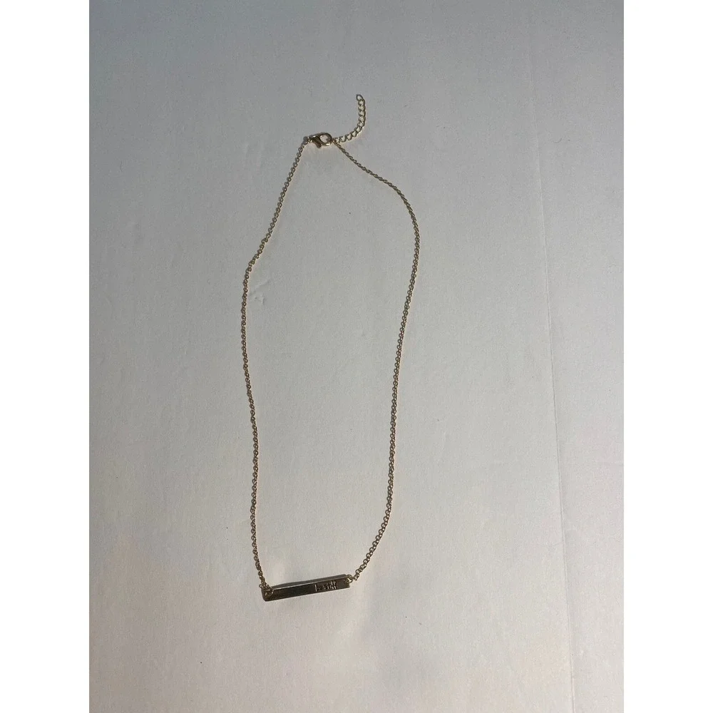 Be Still Engraved Gold Tone‎ Bar Necklace For Men Stainless Steel 18